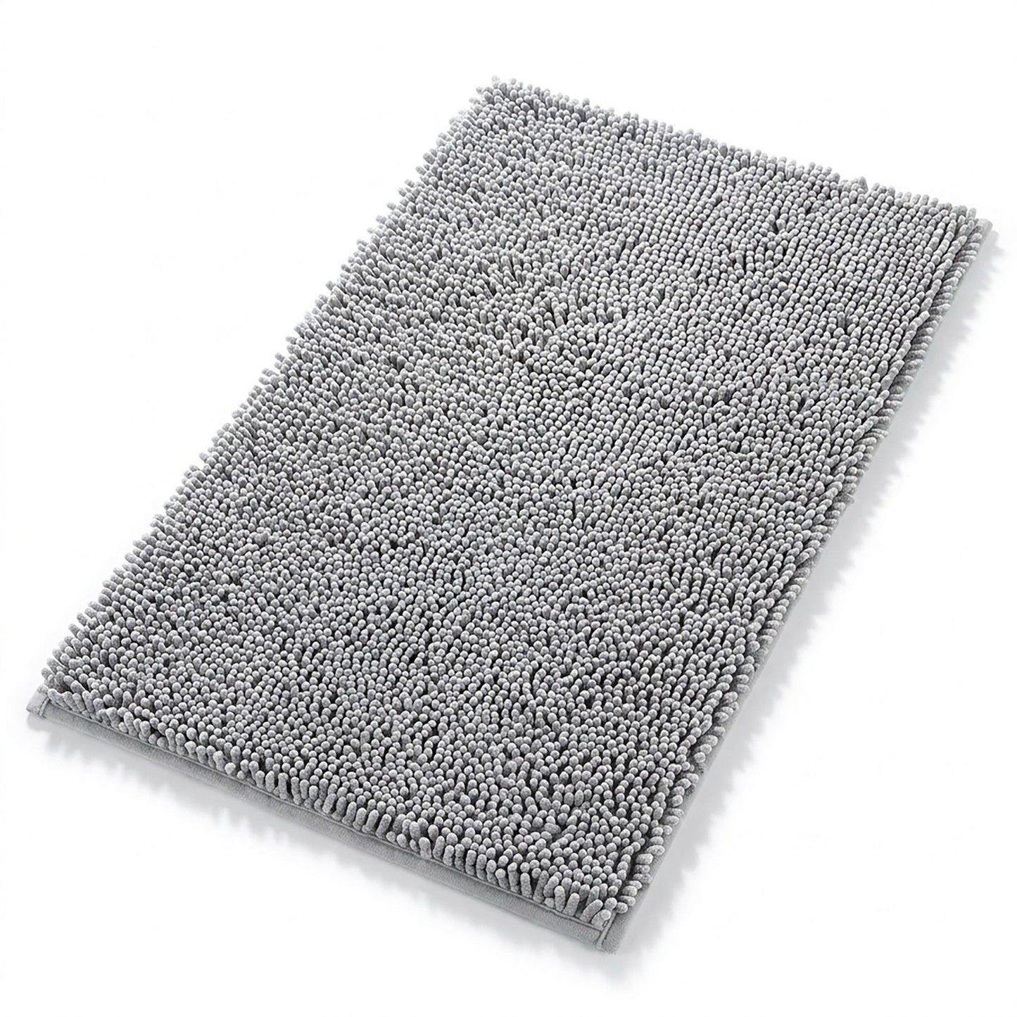 Chenille Bath Mat with Plush Noodle Texture and Non Slip Backing