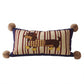 Dachshund Dog Print Decorative Throw Pillow Cover with Pom Pom Corners and Hidden Zipper