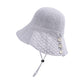 Crochet Bucket Hat with Adjustable Chin Strap and Back Button Eyelet Panel for Sun Protection