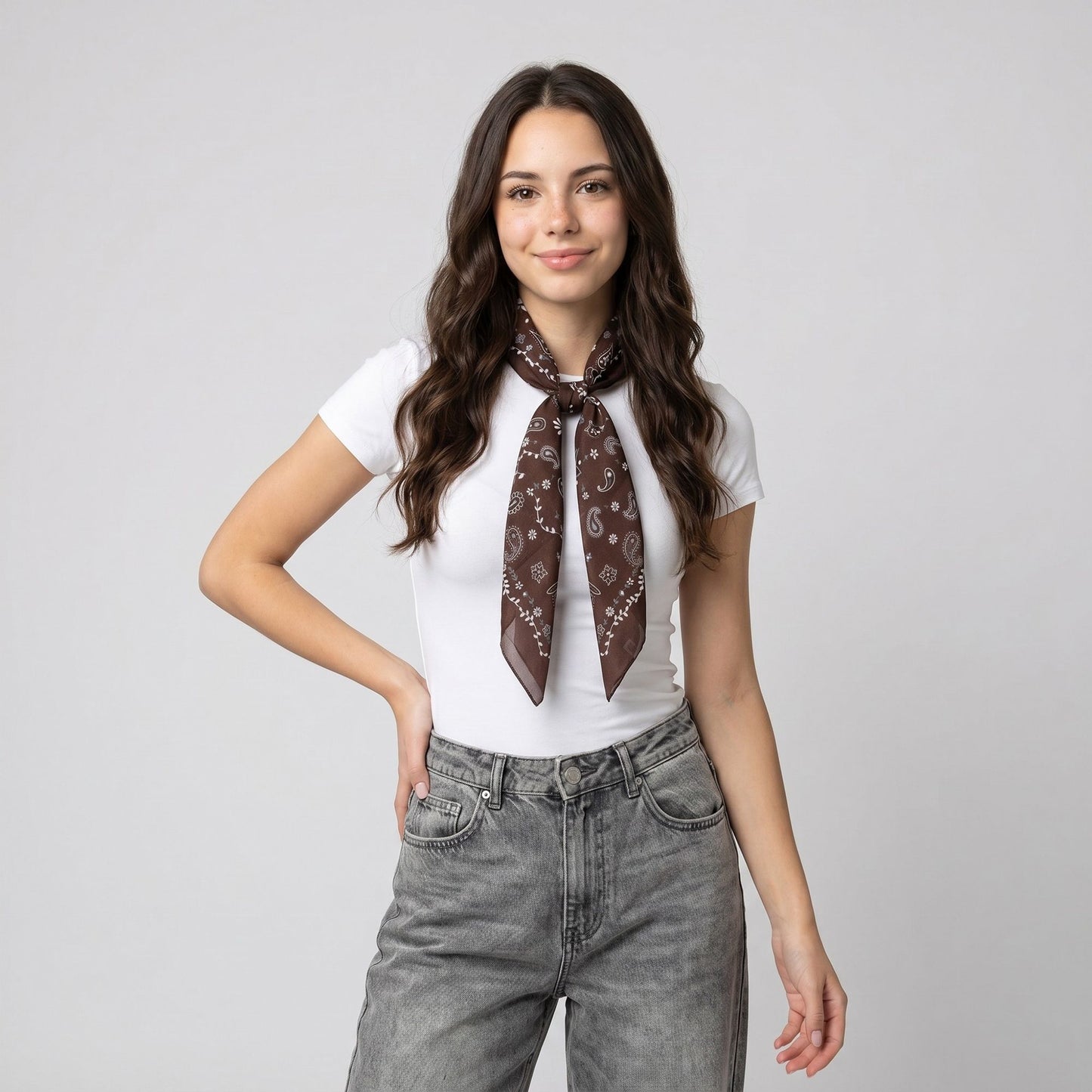Lightweight Square Scarf with Sheer Fabric and Multi-Way Wrap Design