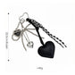 Heart Bag Charm Keychain with Beaded Bow Accent Clip and Faux Leather Heart Pendant