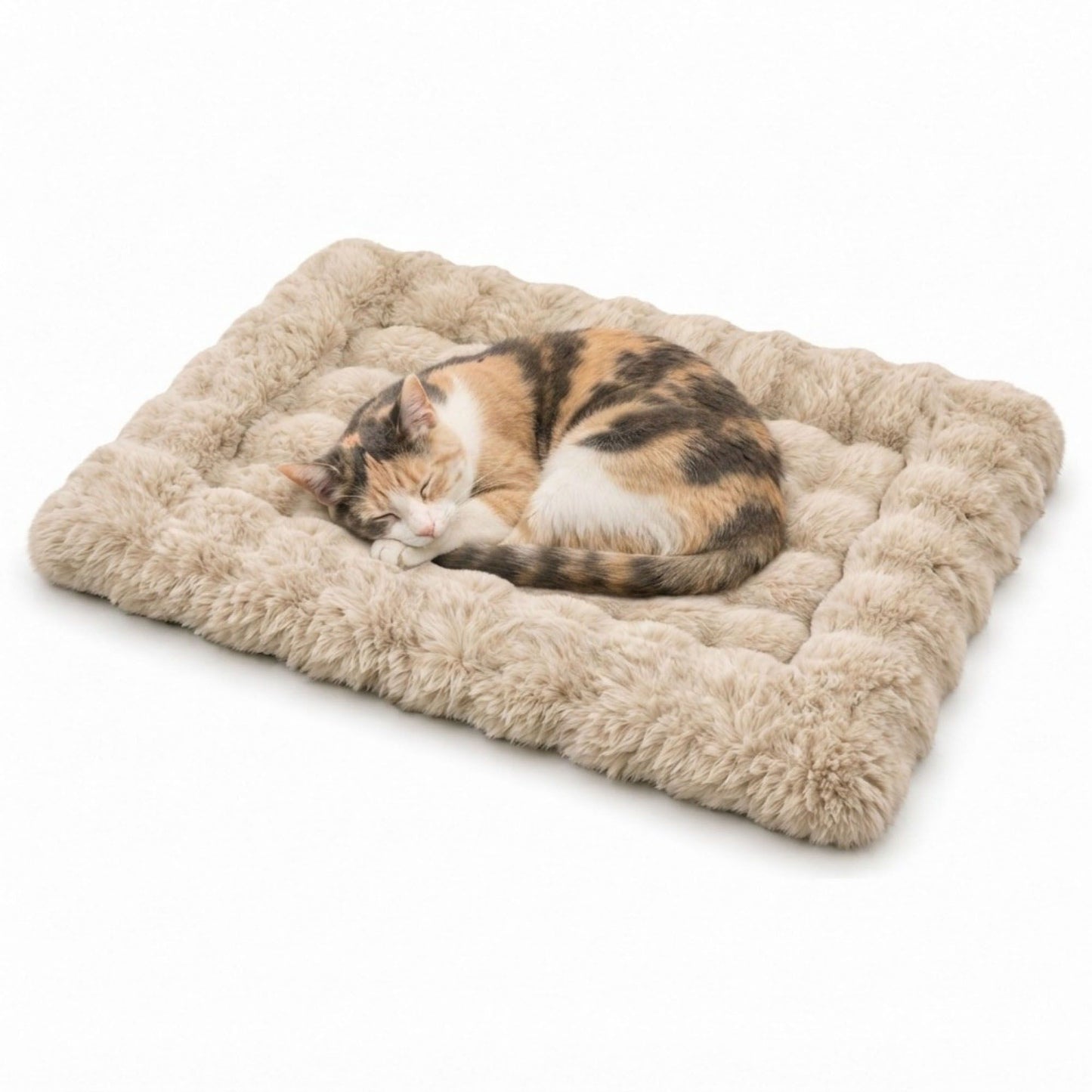 Plush Pet Mat for Cats and Small Dogs with Raised Border, Non-Slip Bottom and Machine-Washable Design