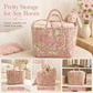 Quilted Floral Storage Caddy with Handles for Vanity Dorm Bathroom and Laundry Room