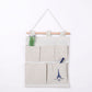 Hanging Wall Organizer with Eiffel Tower Print and Five Canvas Storage Pockets 12.5x9.5 in
