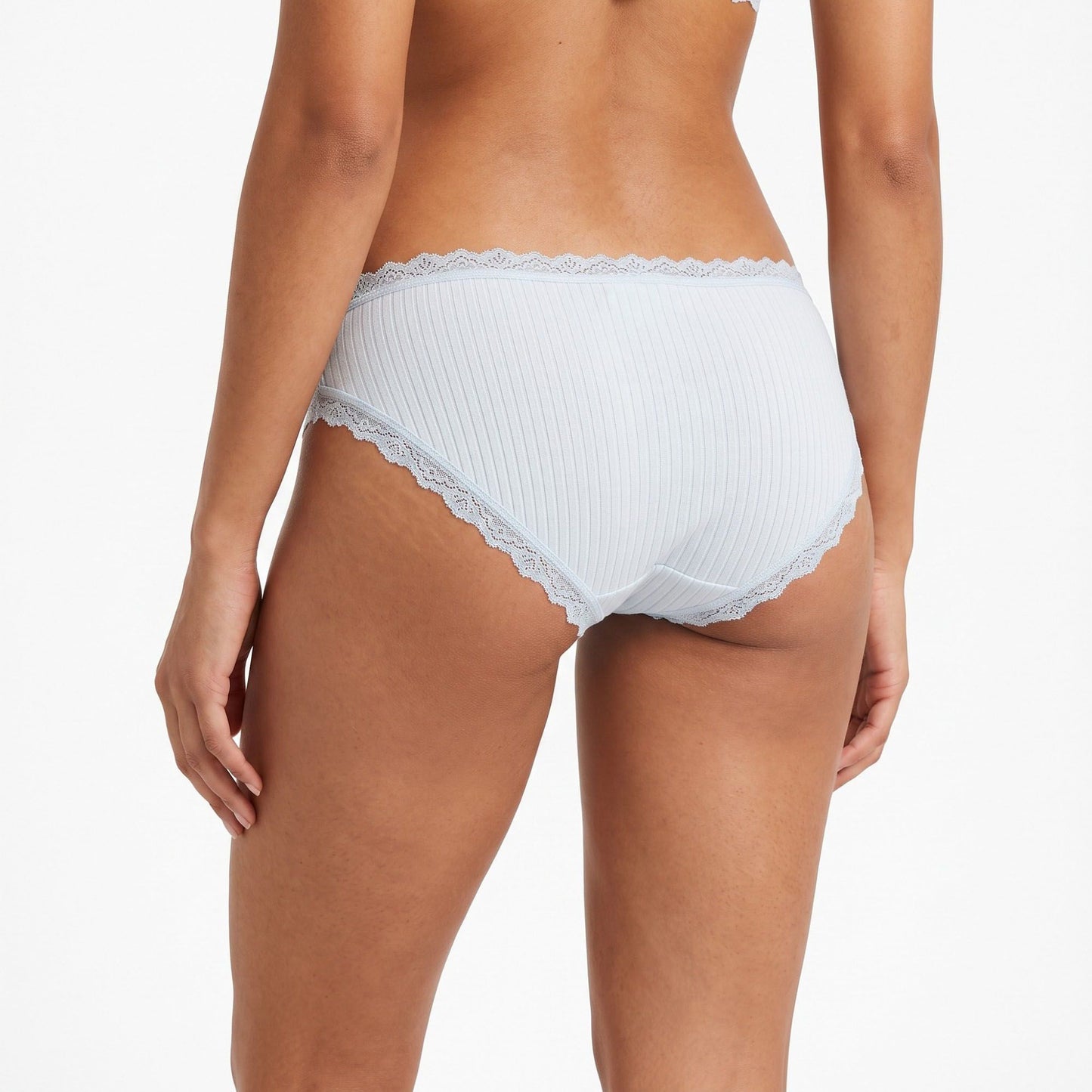 2 Pack Ribbed Lace Trim Bikini Underwear