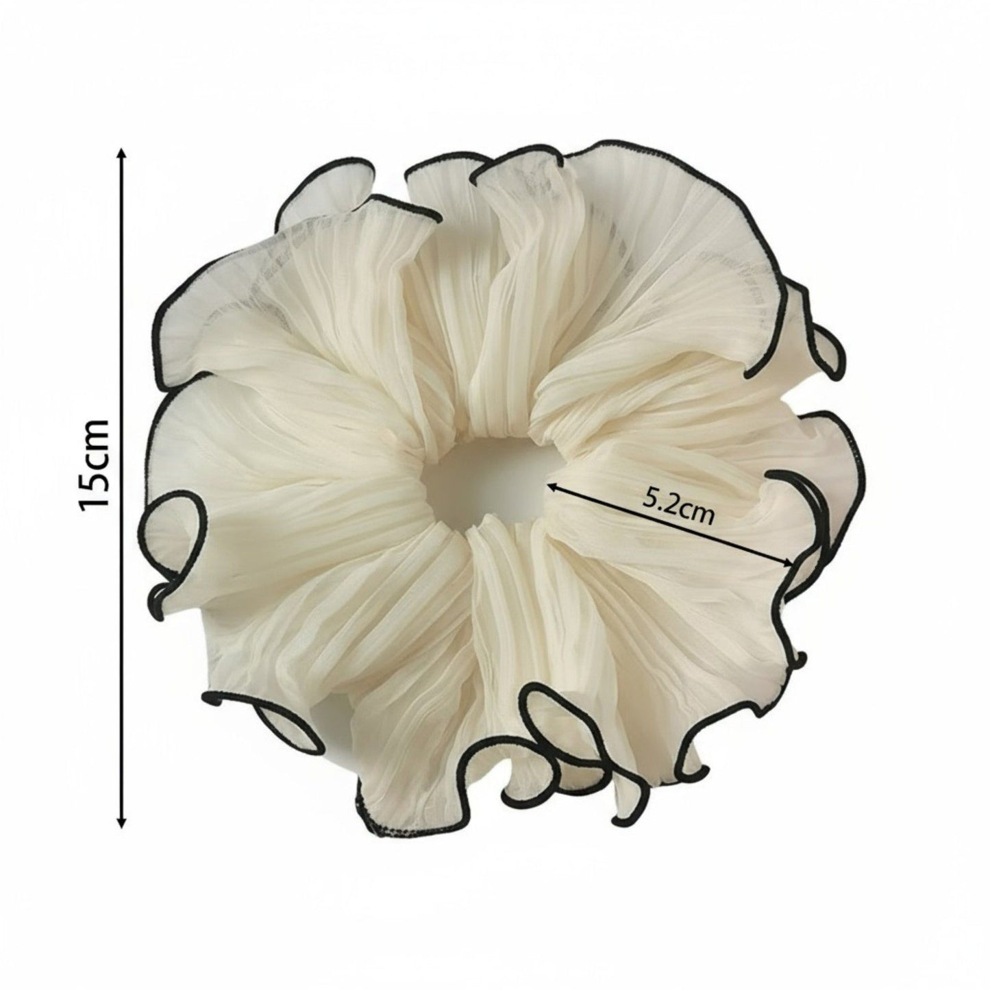 2pcs Pleated Organza Hair Scrunchie with Contrast Trim and Voluminous Ruffled Design