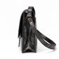 Distressed-Look Flap Shoulder Bag with Metal Clasp