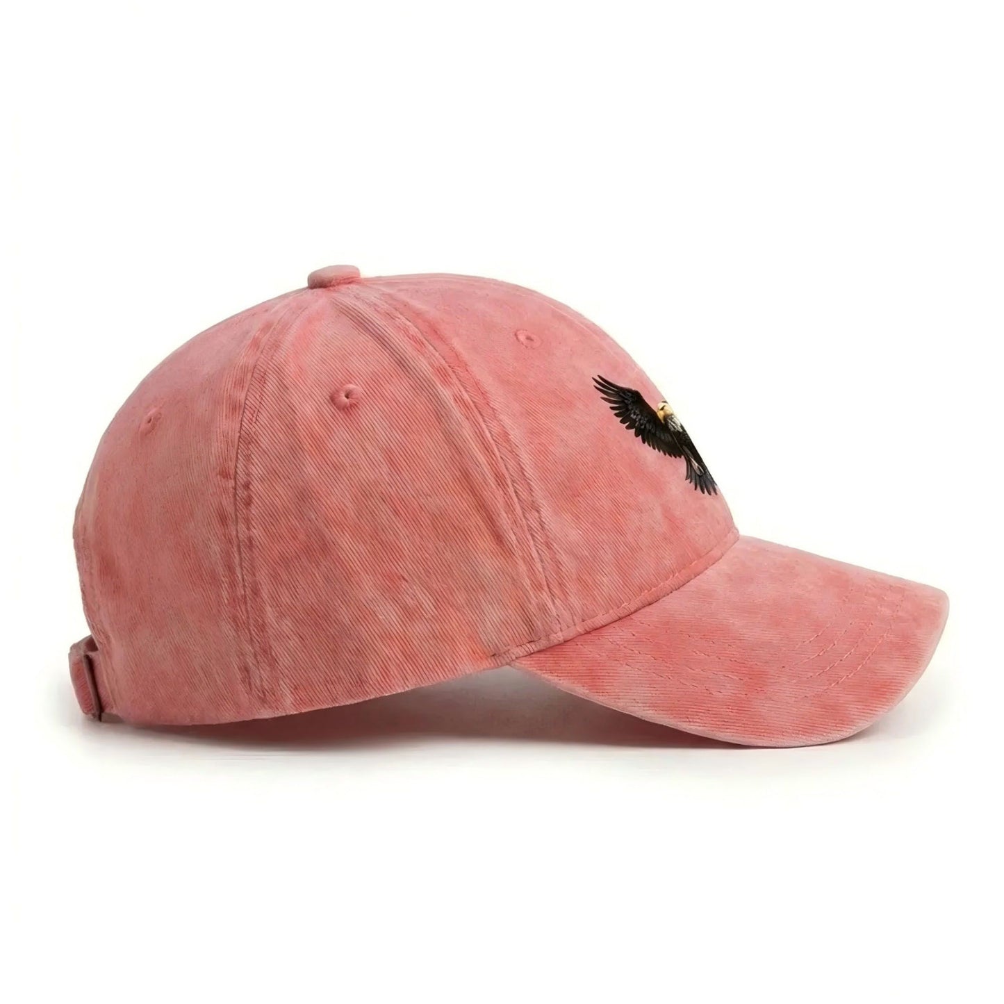 Cotton Baseball Cap with Eagle Embroidery Adjustable Strap Casual Everyday Hat