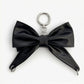 Faux Leather Bow Keychain with Safety Pin Stud Detail Oversized Bow Bag Charm Key Ring Accessory