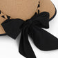 Women's Wide Brim Straw Hat with Braided Band and Contrast Bow Detail