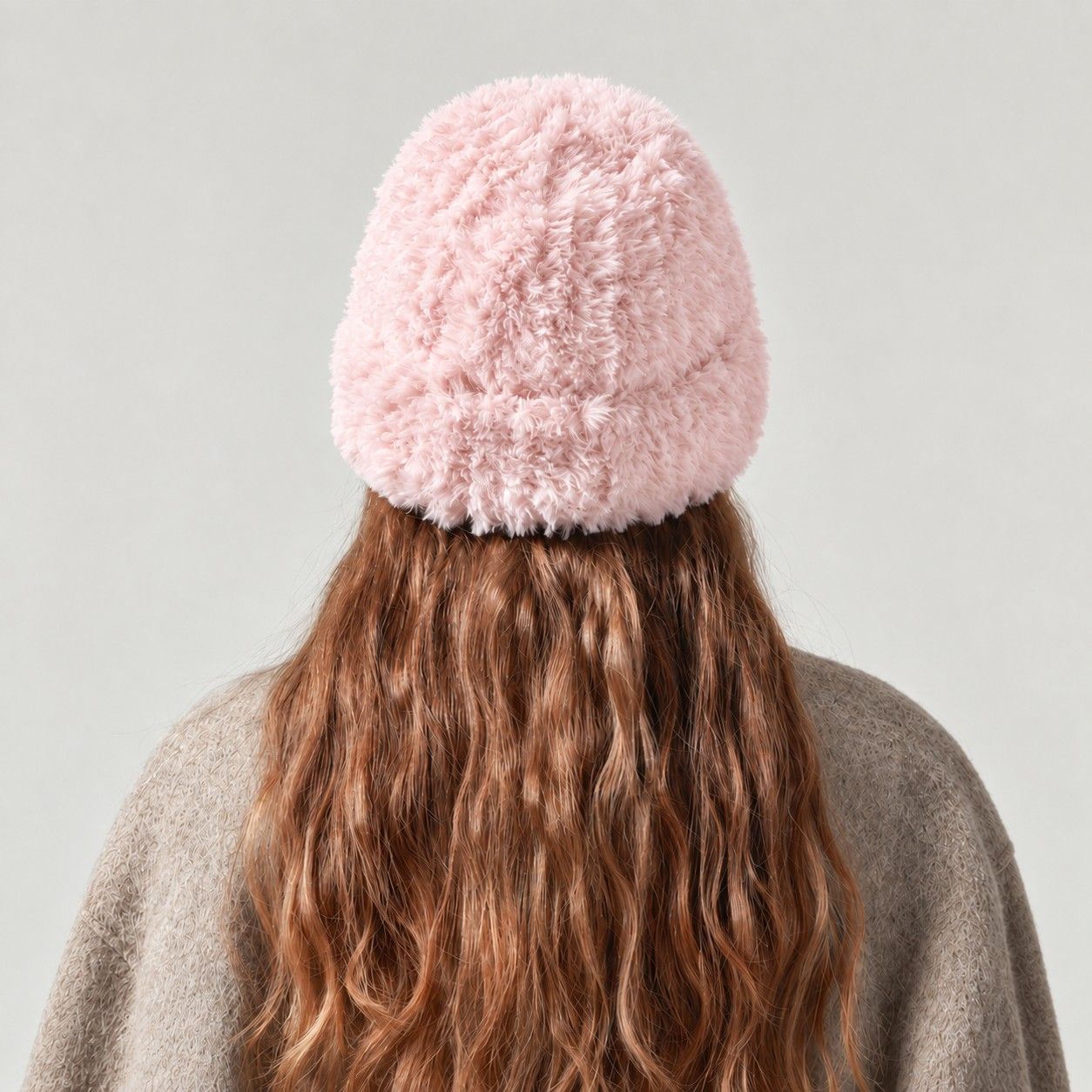 Fuzzy Knit Beanie Hat Soft Plush Cuffed Winter Cold Weather Cap