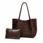 Faux Suede Tote Bag with Removable Zip Pouch and Double Shoulder Handles