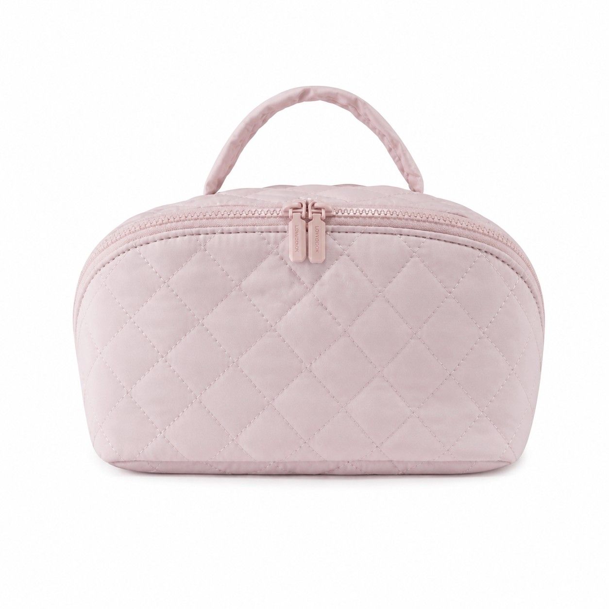 Quilted Makeup Bag Organizer with Handle Large Capacity Cosmetic Storage Case 2 Piece Set