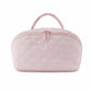 Quilted Makeup Bag Organizer with Handle Large Capacity Cosmetic Storage Case 2 Piece Set