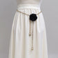 Rose Flower Chain Belt with Hanging Lock Charms and Adjustable Drape Design 45.5in