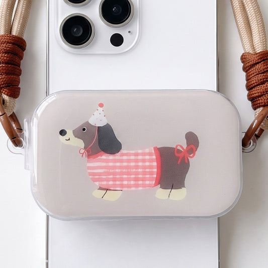 Dachshund Graphic Clear Phone Case Design with Cord Strap Compatible with all iPhone 14 and later models