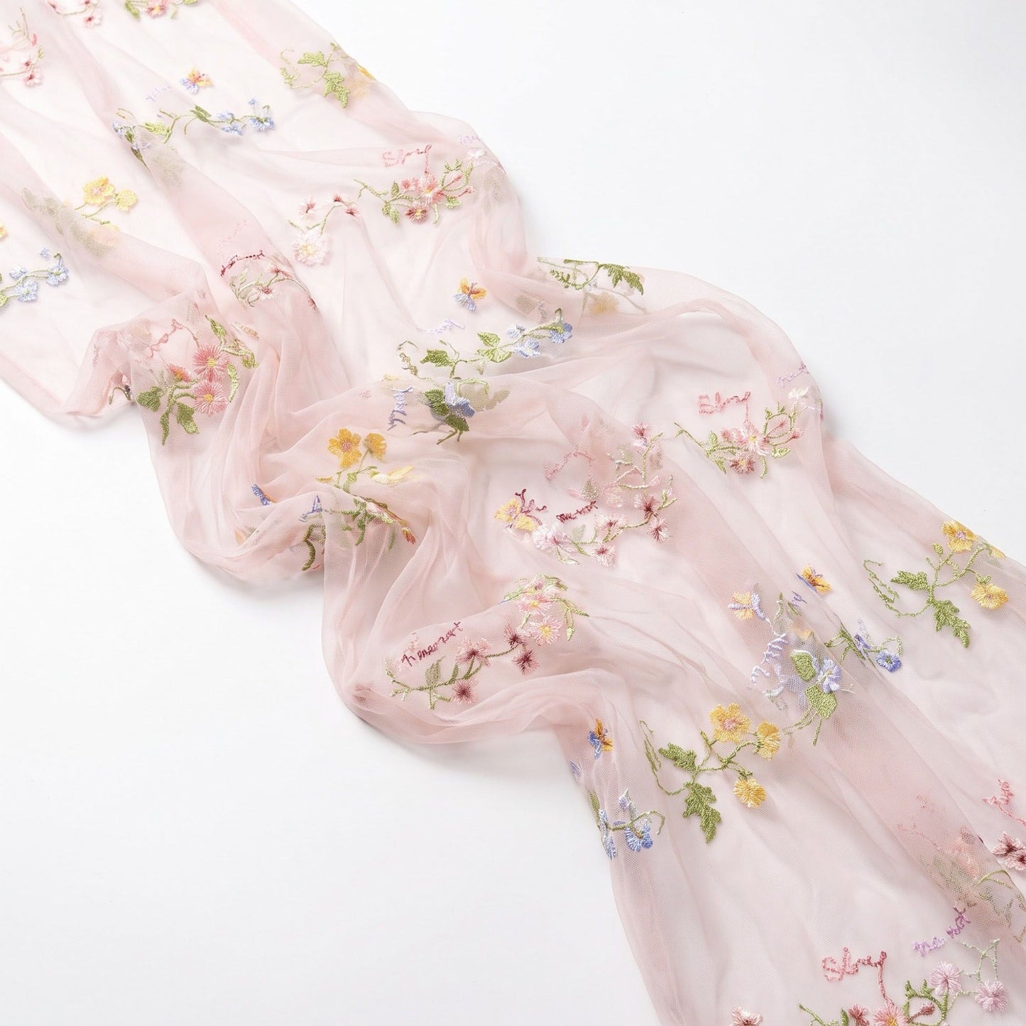 Sheer Floral Embroidered Table Runner 29.5x70.9in