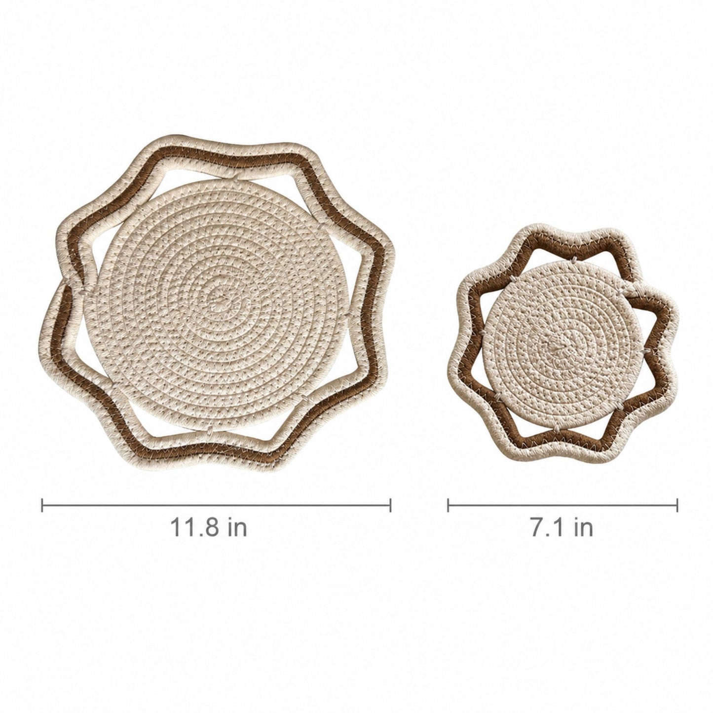 Woven Cotton Cord Octagonal Placemat and Coaster 2-Piece Set
