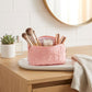 Floral Quilted Makeup Bag Large Capacity Cosmetic Toiletry Travel Pouch with Handle