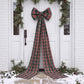 Large Plaid Christmas Bow with Long Ribbon Tails