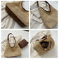 Woven Straw Hobo Shoulder Bag with Smooth Strap Lightweight Crochet Knit Slouchy Tote Bag