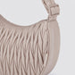 Ruched Crescent Shoulder Bag with Knotted Wide Adjustable Shoulder Strap 11.8x3.5x6.3in