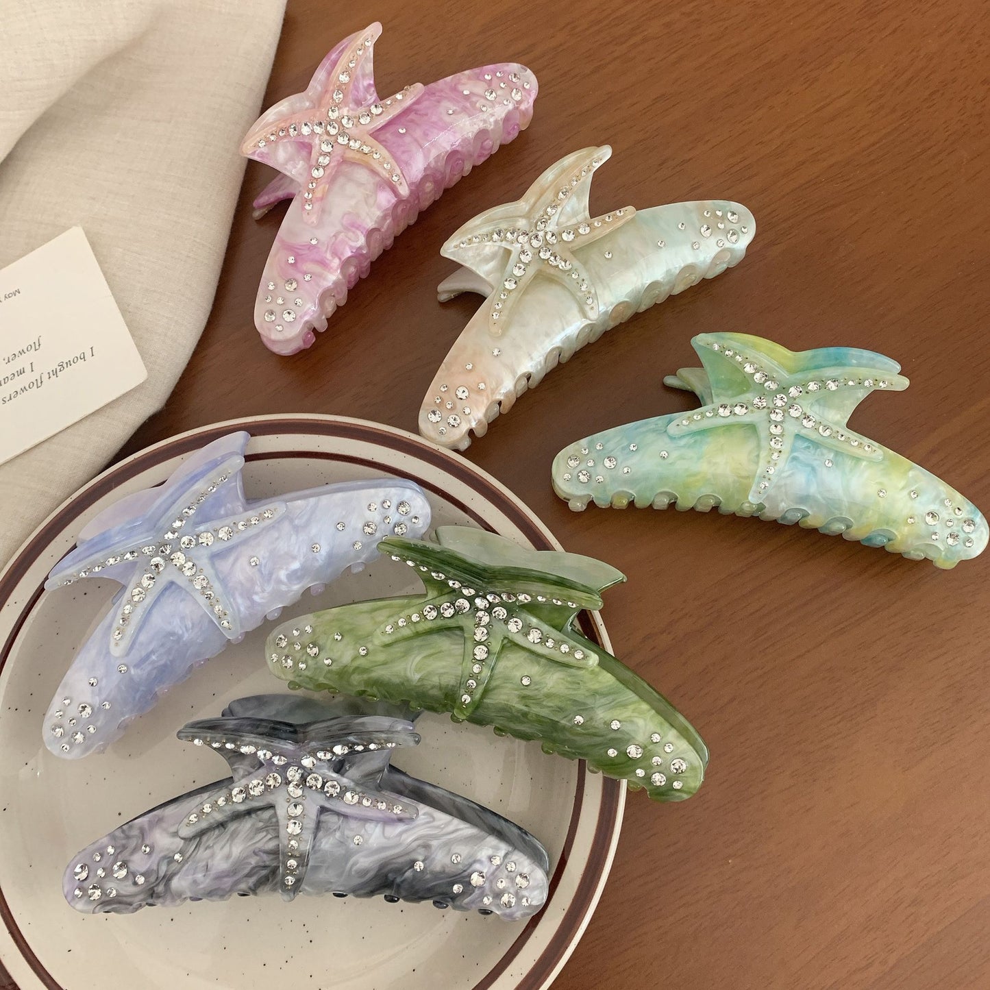 Starfish Hair Claw Clip Rhinestone Accent Hold Hair Clip Ocean Inspired Hair Accessory
