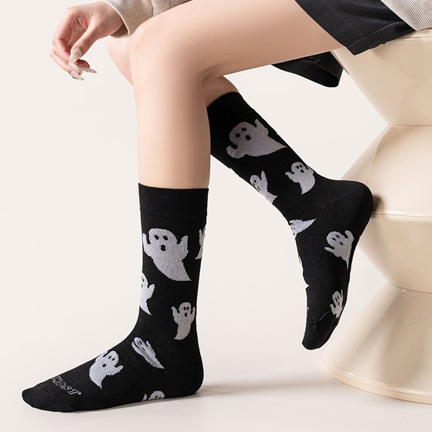 Halloween Ghost Crew Socks 3 Pair Pack Novelty Pattern