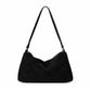 Faux Suede Hobo Shoulder Bag with Zip Closure and Interior Pockets