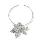 Women's Sculpted Flower Pendant Necklace with Smooth Metal Finish Statement Jewelry