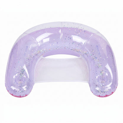 Glitter Inflatable Pool Float with Mesh Seat and Built-In Cup Holders