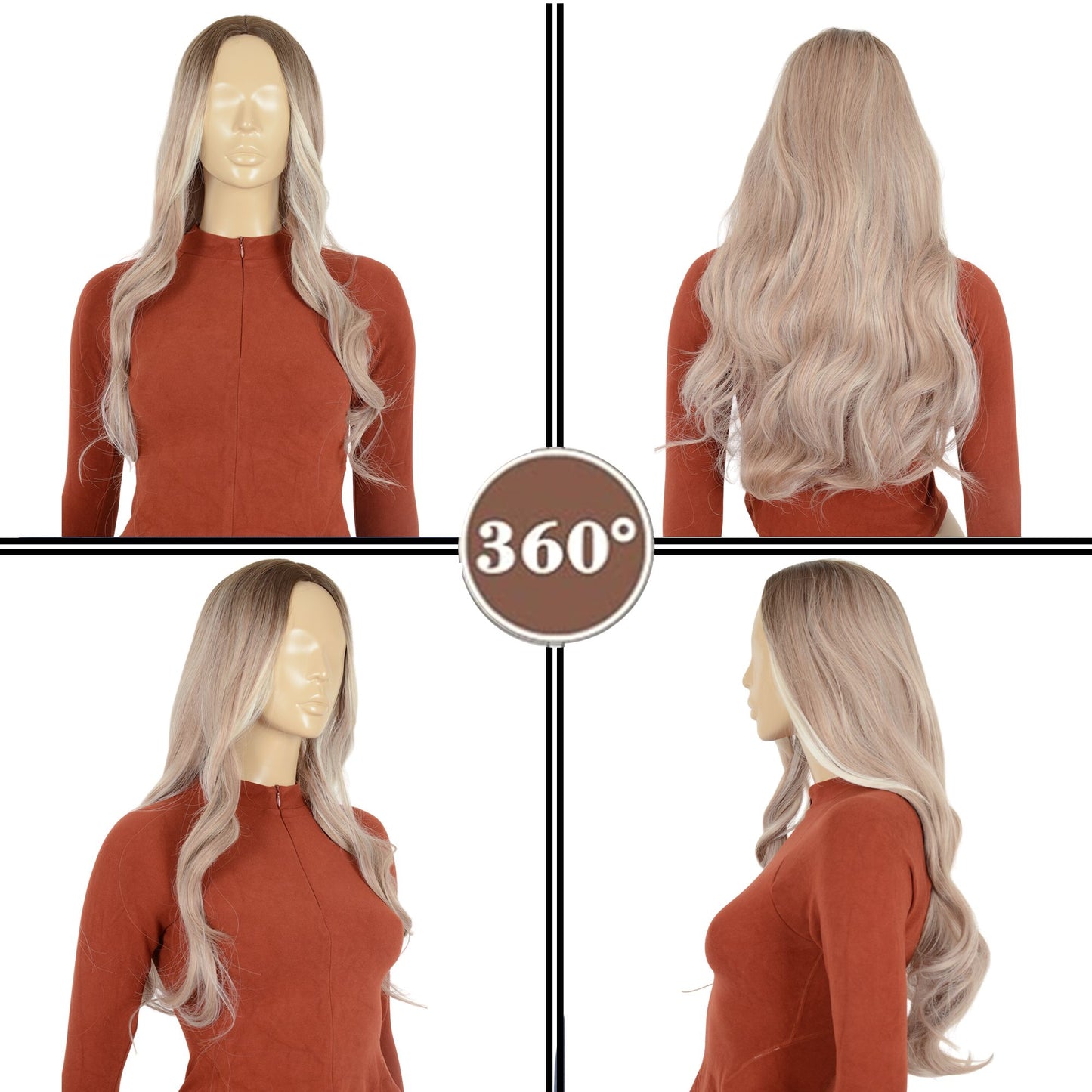 Long Wavy Wig for Women with Lace Hairline Heat Resistant Synthetic Wig for Daily and Party Use