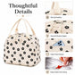 Strawberry Print Corduroy Insulated Lunch Bag with Handles and Zip Closure