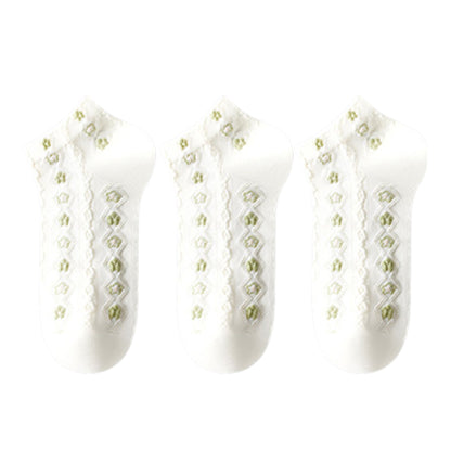 3-Pack Minimalist Knit Ankle Socks Mixed Pattern Design Soft Cotton Low-Cut Style