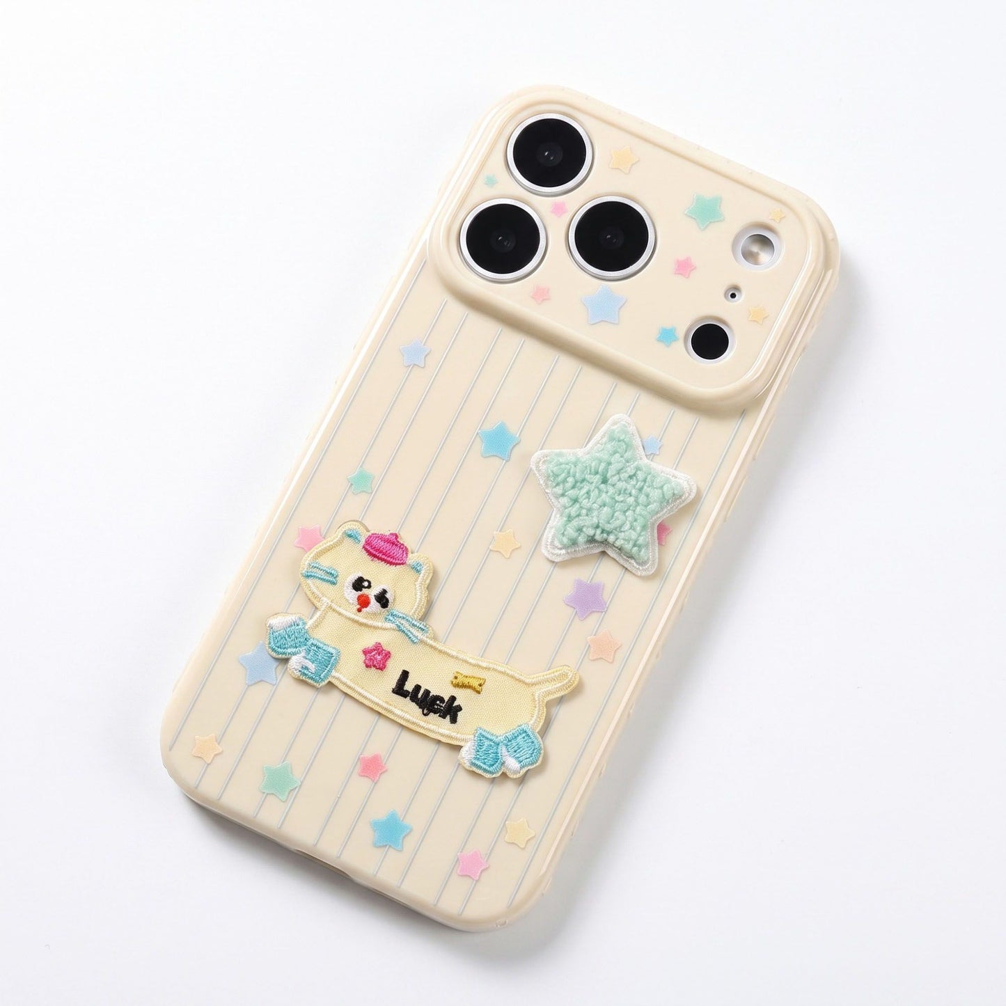Dog Patch Star Phone Case Textured Back Raised Camera Edge Decorative Cover