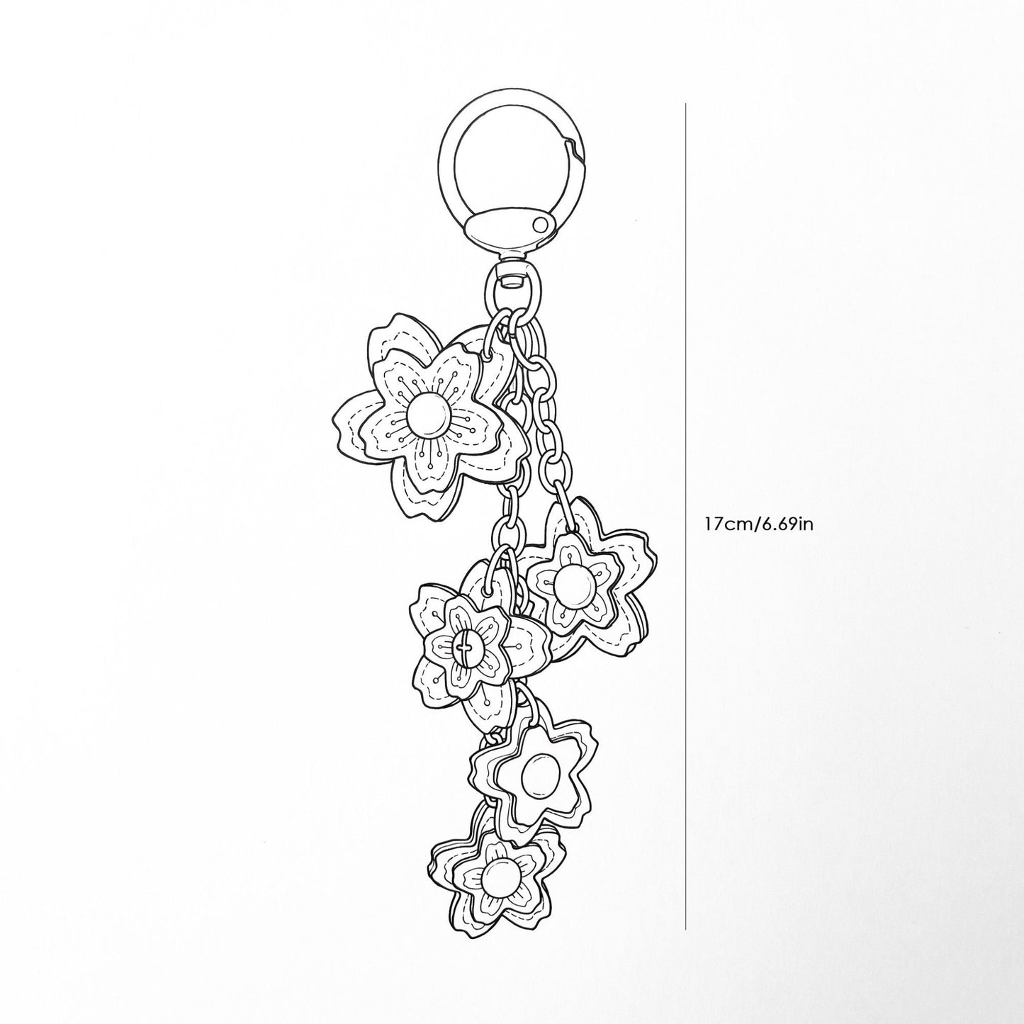 Layered Flower Keychain Bag Charm with Ring Clip