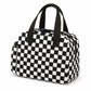 Checkered Insulated Lunch Bag Large Capacity Lunch Tote with Side Pockets for Work