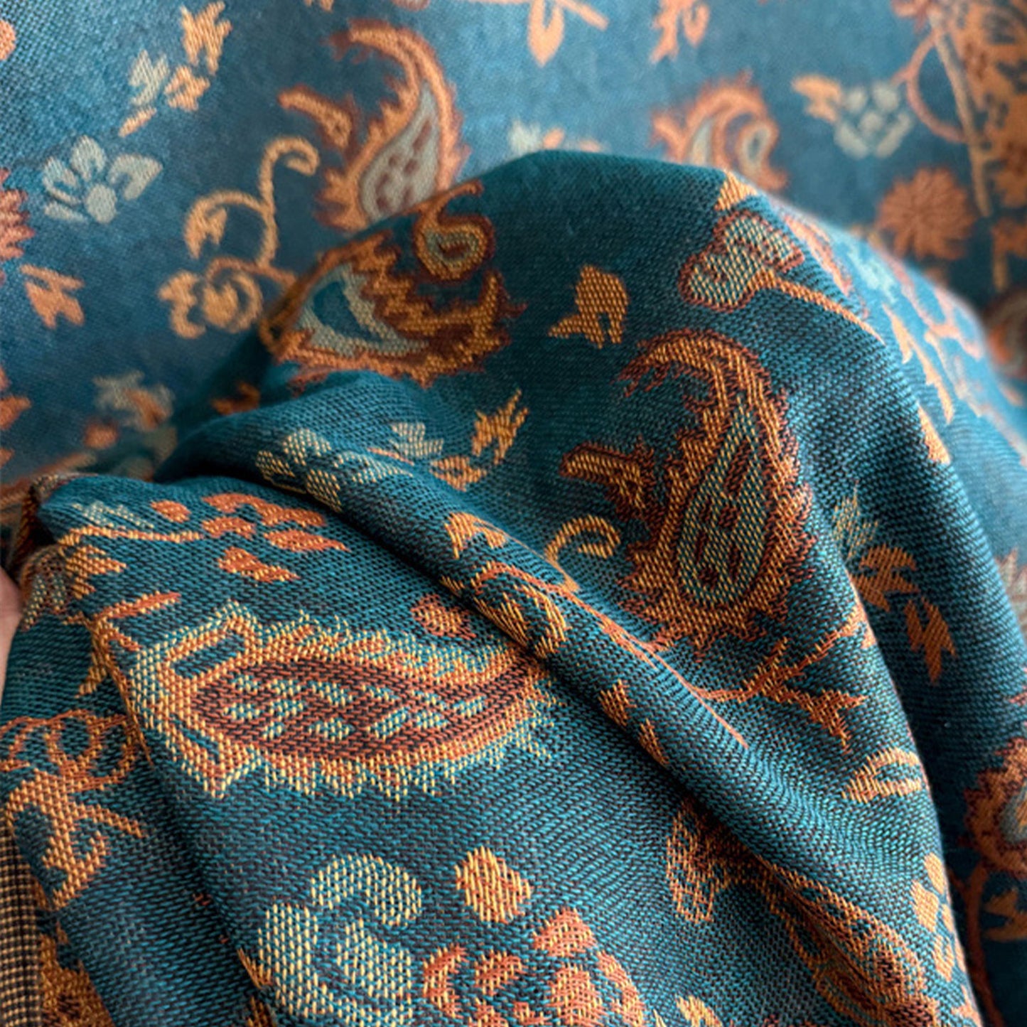 Paisley Scarf with Fringe Trim Soft Wrap Shawl 75*27.5 Inches