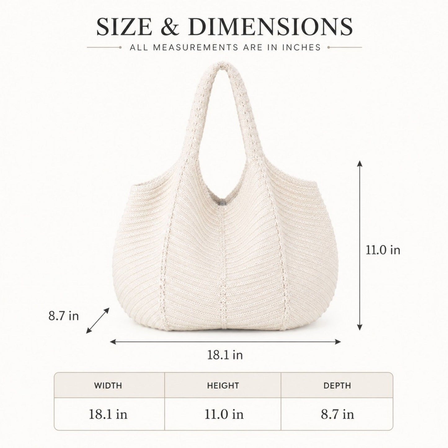 Soft Knit Hobo Tote Bag with Textured Shoulder Strap