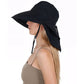 Sun Hat Wide Brim Bucket Hats with Neck Flap & Ponytail Hole