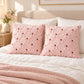 2 Pack Tufted Bow Heart Decorative Throw Pillow Covers Soft Textured Cushion Covers