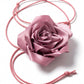 Single Satin Rose Fabric Wrap Waist Belt Adjustable Floral Statement Waist Jewelry 43.3in