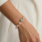 Women's Beaded Bracelet with Simulated Pearls and Aquatic Crystal Centerpiece