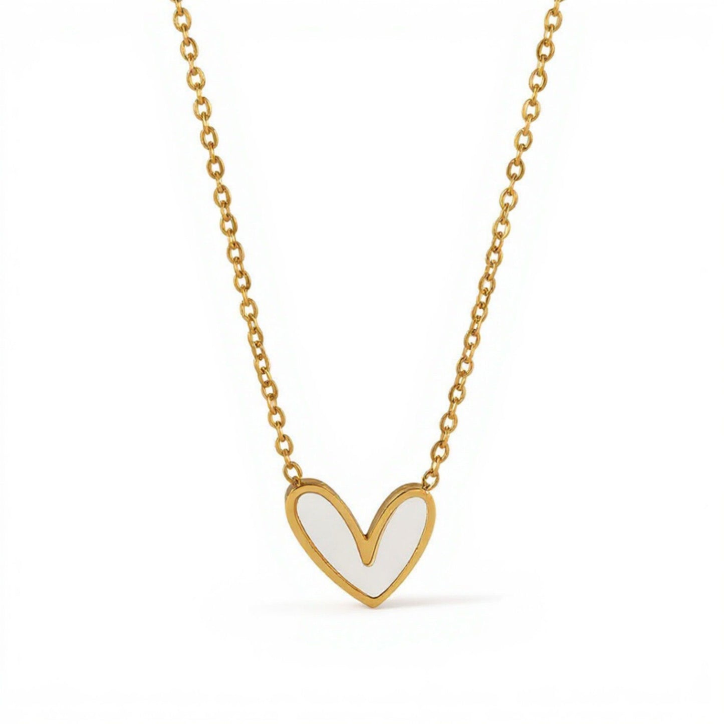 Dainty Heart Pendant Necklace with Smooth Enamel Accent and Valentine Delicate Chain for Feminine Touch