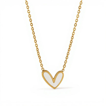 Dainty Heart Pendant Necklace with Smooth Enamel Accent and Valentine Delicate Chain for Feminine Touch