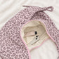 Leopard Print Suede Look Crescent Hobo Shoulder Bag with Zip Closure and Exterior Pocket