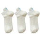 3-Pack Cotton Ankle Socks with Bow Knit Pattern Soft Breathable Low-Cut Design