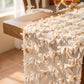 Beige 3D Floral Table Runner with Sequin Accents 13.8x47.2in