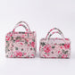 2 Piece Quilted Floral Storage Tote Set with Handles and Front Pocket