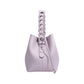 Leather Drawstring Bucket Handbag with Braided Top Handle and Adjustable Crossbody Strap